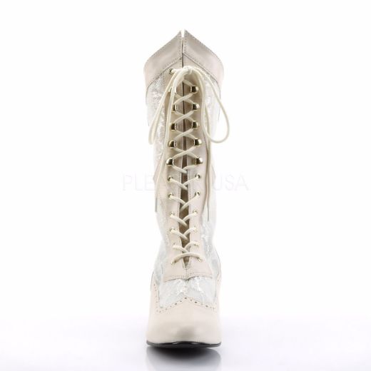 Product image of Funtasma Dame-115 Ivory Pu-Lace, 2 inch (5.1 cm) Heel Ankle Boot