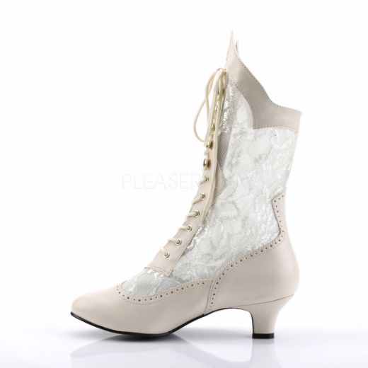 Product image of Funtasma Dame-115 Ivory Pu-Lace, 2 inch (5.1 cm) Heel Ankle Boot