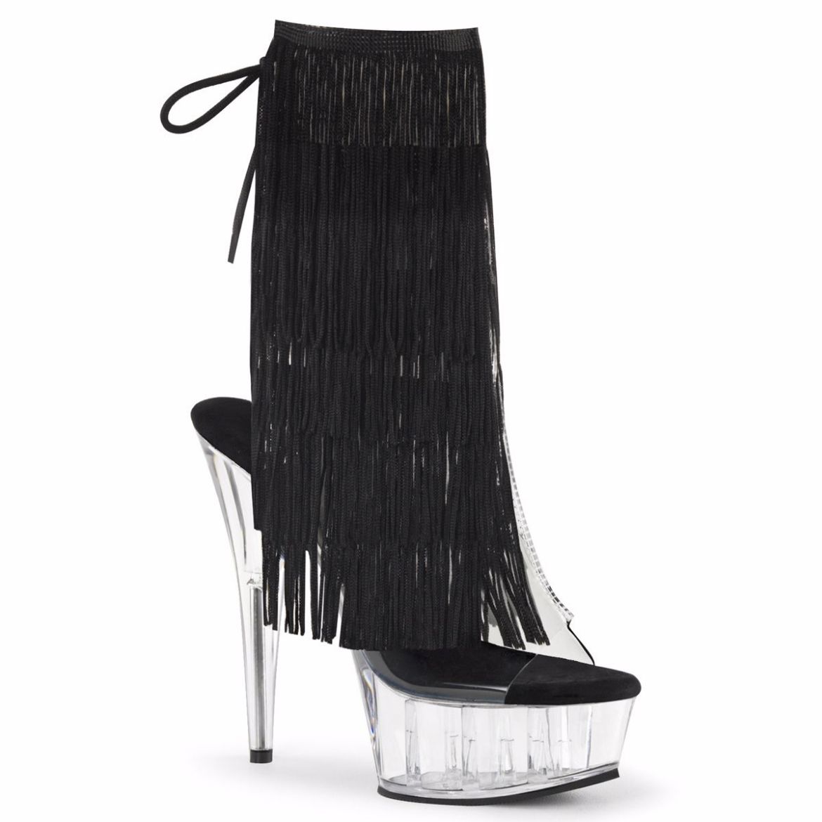 Product image of Pleaser Delight-1017Tf Clear-Black/Clear, 6 inch (15.2 cm) Heel, 1 3/4 inch (4.4 cm) Platform Ankle Boot