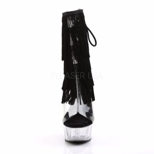 Product image of Pleaser Delight-1017Tf Clear-Black/Clear, 6 inch (15.2 cm) Heel, 1 3/4 inch (4.4 cm) Platform Ankle Boot