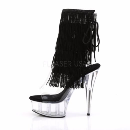 Product image of Pleaser Delight-1017Tf Clear-Black/Clear, 6 inch (15.2 cm) Heel, 1 3/4 inch (4.4 cm) Platform Ankle Boot