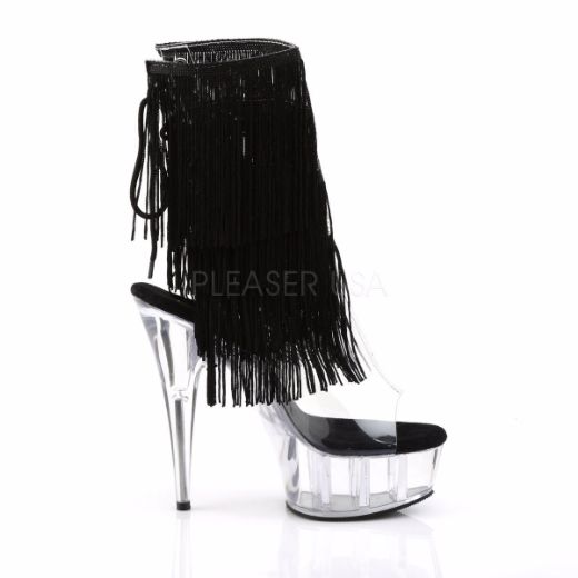 Product image of Pleaser Delight-1017Tf Clear-Black/Clear, 6 inch (15.2 cm) Heel, 1 3/4 inch (4.4 cm) Platform Ankle Boot