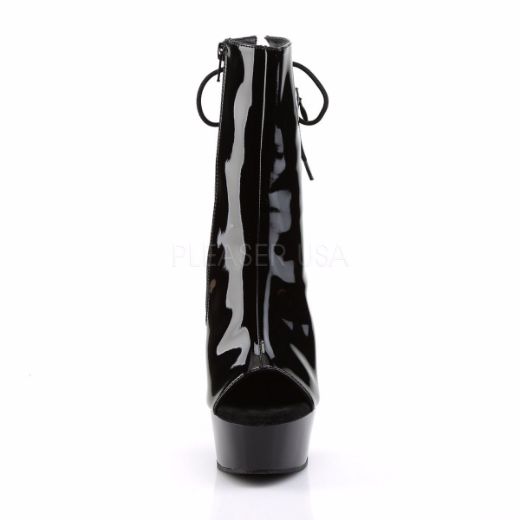 Product image of Pleaser Delight-1018 Black Patent/Black, 6 inch (15.2 cm) Heel, 1 3/4 inch (4.4 cm) Platform Ankle Boot