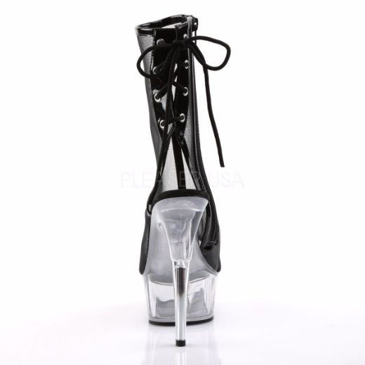 Product image of Pleaser Delight-1018Msh Black Patent-Mesh/Clear, 6 inch (15.2 cm) Heel, 1 3/4 inch (4.4 cm) Platform Ankle Boot