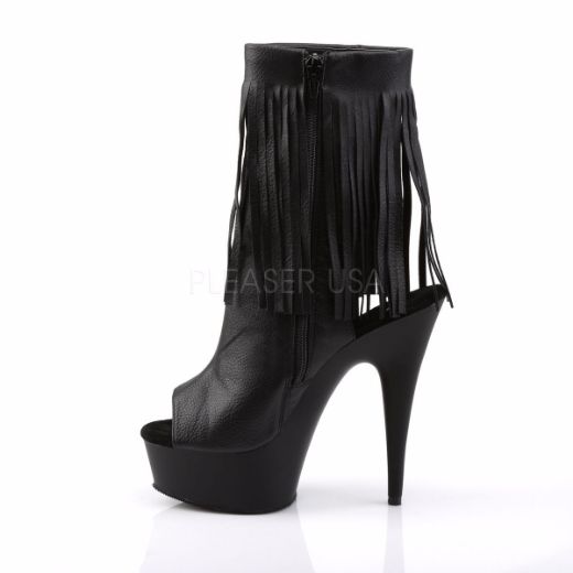 Product image of Pleaser Delight-1019 Black Faux Leather/Black Matte, 6 inch (15.2 cm) Heel, 1 3/4 inch (4.4 cm) Platform Ankle Boot