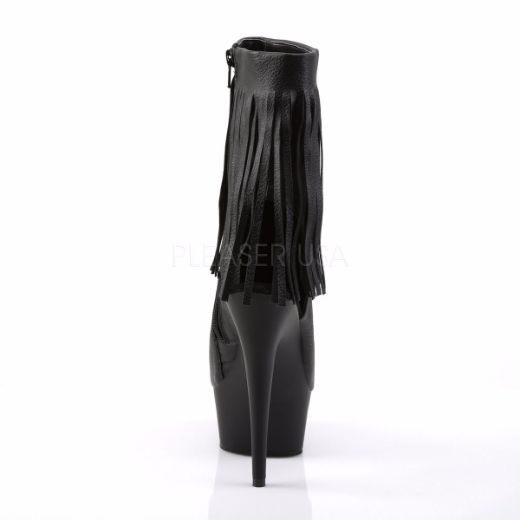 Product image of Pleaser Delight-1019 Black Faux Leather/Black Matte, 6 inch (15.2 cm) Heel, 1 3/4 inch (4.4 cm) Platform Ankle Boot
