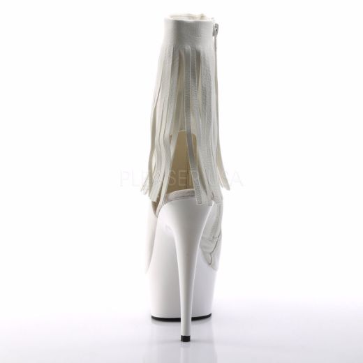 Product image of Pleaser Delight-1019 White Faux Leather/White, 6 inch (15.2 cm) Heel, 1 3/4 inch (4.4 cm) Platform Ankle Boot