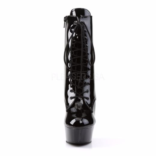 Product image of Pleaser Delight-1020 Black Patent/Black, 6 inch (15.2 cm) Heel, 1 3/4 inch (4.4 cm) Platform Ankle Boot