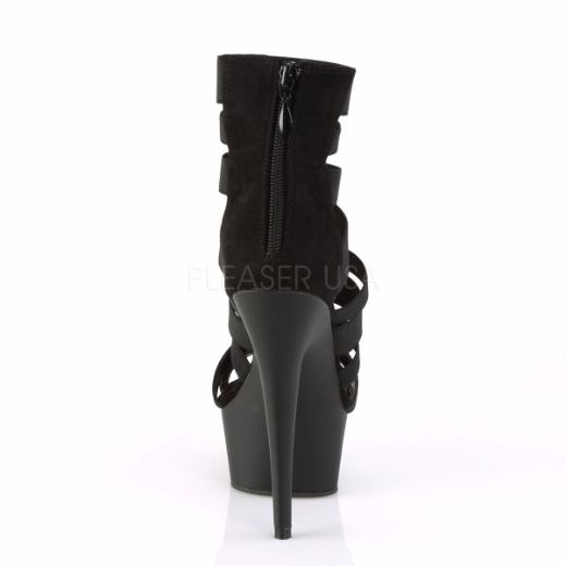 Product image of Pleaser Delight-600-17 Black Elastic Band/Black Matte, 6 inch (15.2 cm) Heel, 1 3/4 inch (4.4 cm) Platform Sandal Shoes