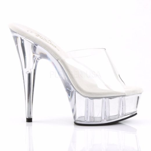 Product image of Pleaser Delight-601 Clear/Clear, 6 inch (15.2 cm) Heel, 1 3/4 inch (4.4 cm) Platform Slide Mule Shoes
