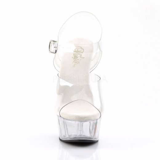 Product image of Pleaser Delight-608 Clear/Clear, 6 inch (15.2 cm) Heel, 1 3/4 inch (4.4 cm) Platform Sandal Shoes
