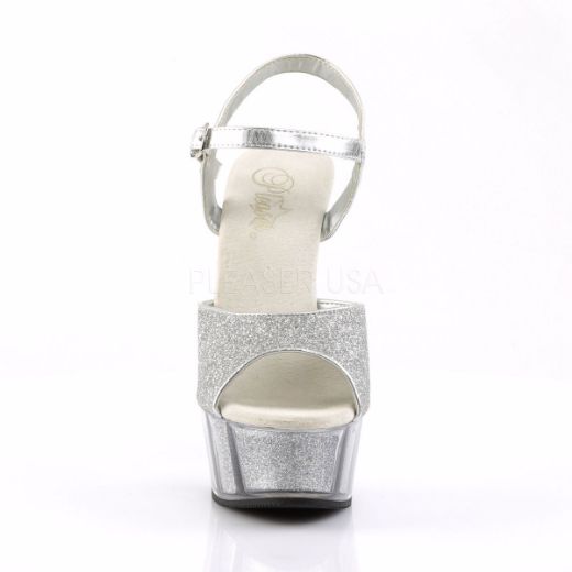 Product image of Pleaser Delight-609-5G Silver Glitter/Silver Glitter, 6 inch (15.2 cm) Heel, 1 3/4 inch (4.4 cm) Platform Sandal Shoes
