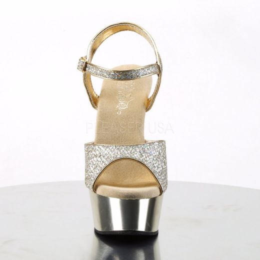 Product image of Pleaser Delight-609G Gold Multi Glitter/Gold Chrome, 6 inch (15.2 cm) Heel, 1 3/4 inch (4.4 cm) Platform Sandal Shoes