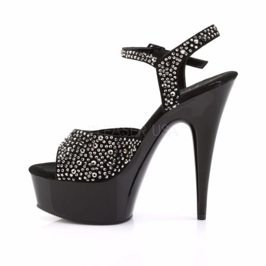 Product image of Pleaser Delight-609Rs Black Suede-Pewter Rhinestone/ Black, 6 inch (15.2 cm) Heel, 1 3/4 inch (4.4 cm) Platform Sandal Shoes
