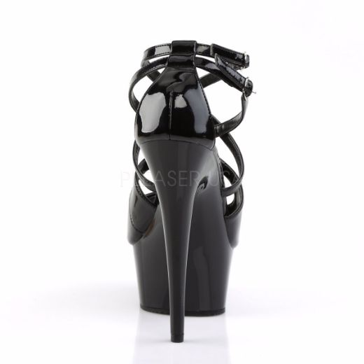 Product image of Pleaser Delight-612 Black/Black, 6 inch (15.2 cm) Heel, 1 3/4 inch (4.4 cm) Platform Sandal Shoes