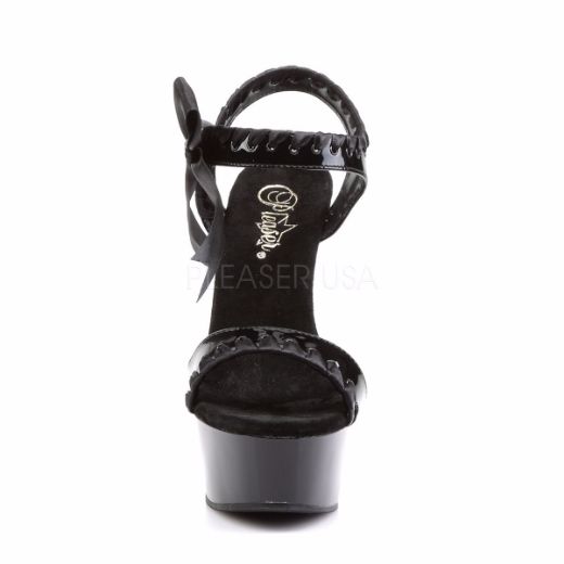 Product image of Pleaser Delight-615 Black/Black, 6 inch (15.2 cm) Heel, 1 3/4 inch (4.4 cm) Platform Sandal Shoes