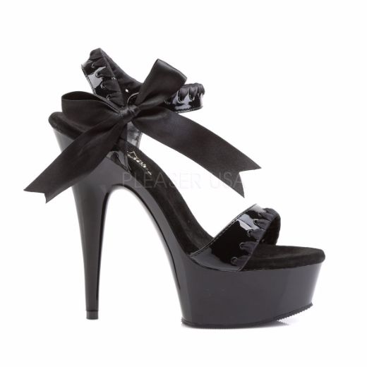 Product image of Pleaser Delight-615 Black/Black, 6 inch (15.2 cm) Heel, 1 3/4 inch (4.4 cm) Platform Sandal Shoes