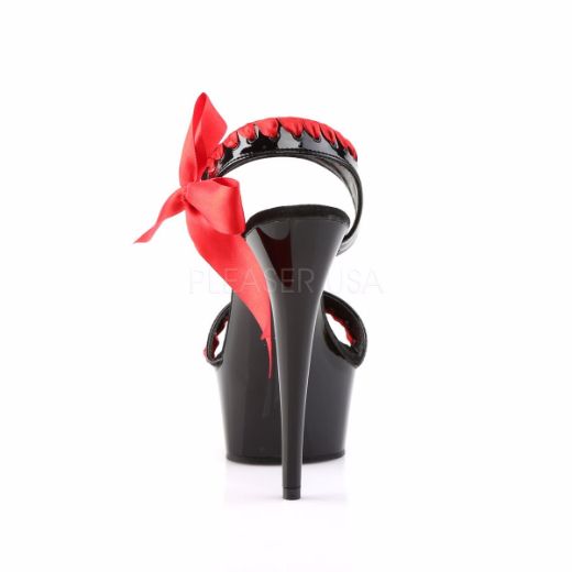 Product image of Pleaser Delight-615 Black-Red/Black, 6 inch (15.2 cm) Heel, 1 3/4 inch (4.4 cm) Platform Sandal Shoes