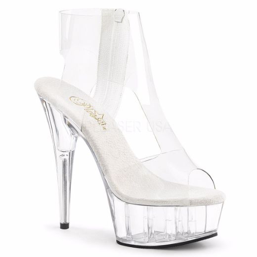 Product image of Pleaser Delight-633 Clear/Clear, 6 inch (15.2 cm) Heel, 1 3/4 inch (4.4 cm) Platform Sandal Shoes