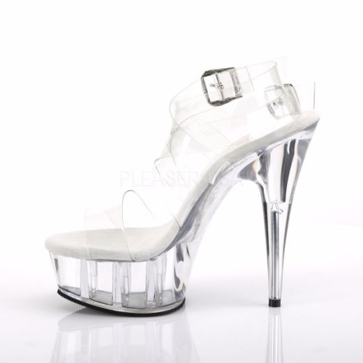 Product image of Pleaser Delight-635 Clear/Clear, 6 inch (15.2 cm) Heel, 1 3/4 inch (4.4 cm) Platform Sandal Shoes