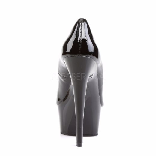 Product image of Pleaser Delight-685 Black Patent/Black, 6 inch (15.2 cm) Heel, 1 3/4 inch (4.4 cm) Platform Court Pump Shoes