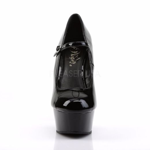 Product image of Pleaser Delight-687 Black Patent/Black, 6 inch (15.2 cm) Heel, 1 3/4 inch (4.4 cm) Platform Court Pump Shoes