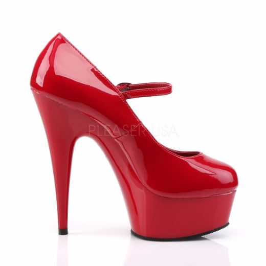Product image of Pleaser Delight-687 Red/Red, 6 inch (15.2 cm) Heel, 1 3/4 inch (4.4 cm) Platform Court Pump Shoes