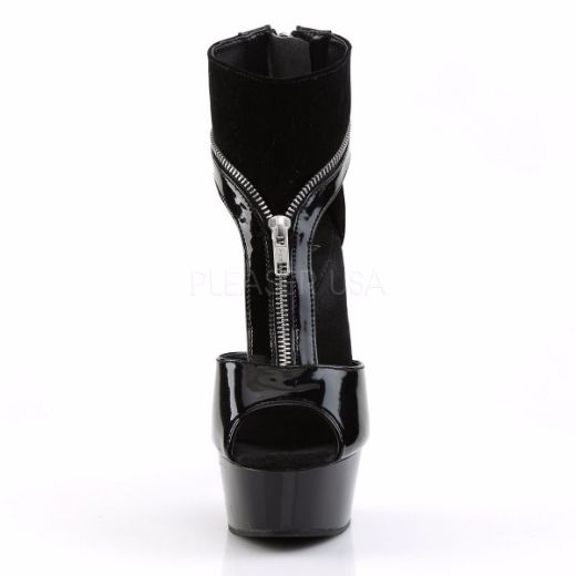 Product image of Pleaser Delight-690 Black Patent-Lamy/Black, 6 inch (15.2 cm) Heel, 1 3/4 inch (4.4 cm) Platform Sandal Shoes