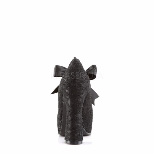 Product image of Demonia Demon-11 Black Satin-Black Lace, 5 inch (12.7 cm) Heel, 1 1/2 inch (3.8 cm) Platform Court Pump Shoes