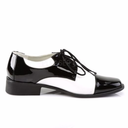 Product image of Funtasma Disco-18 Black-White Patent, 1 inch (2.5 cm) Heel Court Pump Shoes