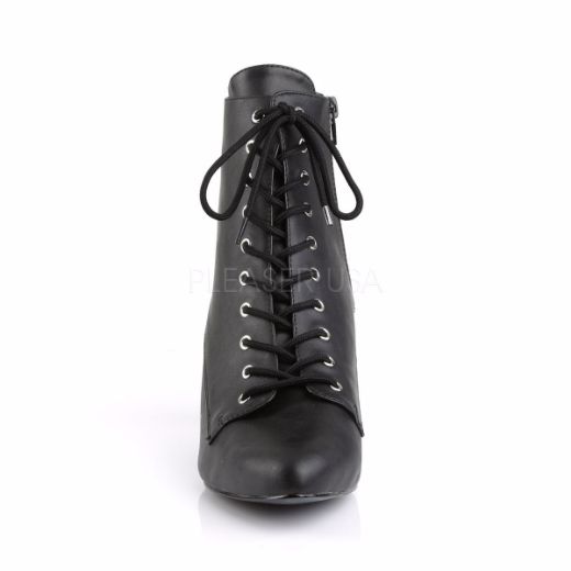 Product image of Pleaser Pink Label Divine-1020 Black Faux Leather, 3 inch (7.6 cm) Heel Ankle Boot