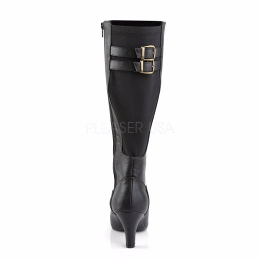 Product image of Pleaser Pink Label Divine-2018 Black Faux Leather, 3 inch (7.6 cm) Heel Knee High Boot