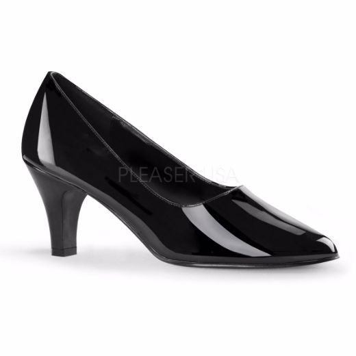 Product image of Pleaser Pink Label Divine-420 Black Patent, 3 inch (7.6 cm) Heel Court Pump Shoes