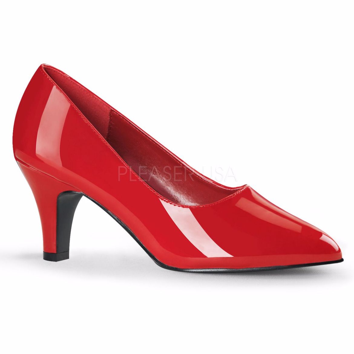 Product image of Pleaser Pink Label Divine-420 Red Patent, 3 inch (7.6 cm) Heel Court Pump Shoes