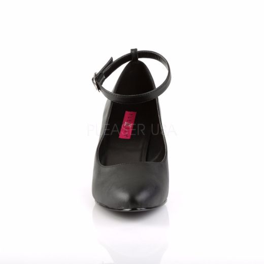 Product image of Pleaser Pink Label Divine-431 Black Faux Leather, 3 inch (7.6 cm) Heel Court Pump Shoes