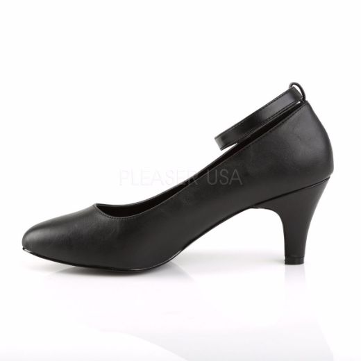 Product image of Pleaser Pink Label Divine-431 Black Faux Leather, 3 inch (7.6 cm) Heel Court Pump Shoes