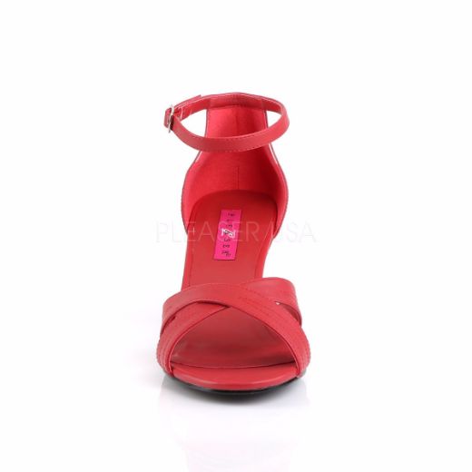 Product image of Pleaser Pink Label Divine-435 Red Faux Leather, 3 inch (7.6 cm) Heel Sandal Shoes