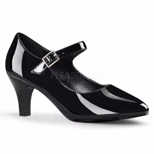 Product image of Pleaser Pink Label Divine-440 Black Patent, 3 inch (7.6 cm) Heel Court Pump Shoes
