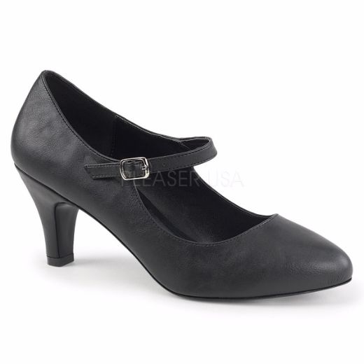 Product image of Pleaser Pink Label Divine-440 Black Faux Leather, 3 inch (7.6 cm) Heel Court Pump Shoes
