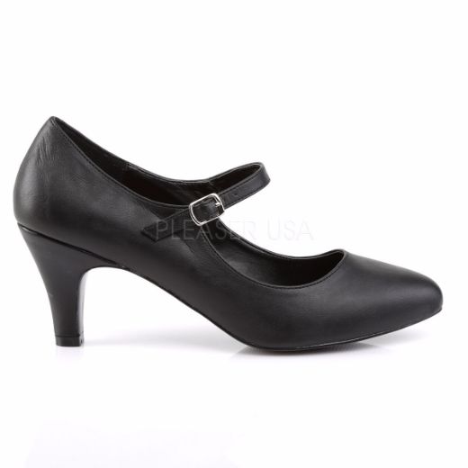 Product image of Pleaser Pink Label Divine-440 Black Faux Leather, 3 inch (7.6 cm) Heel Court Pump Shoes
