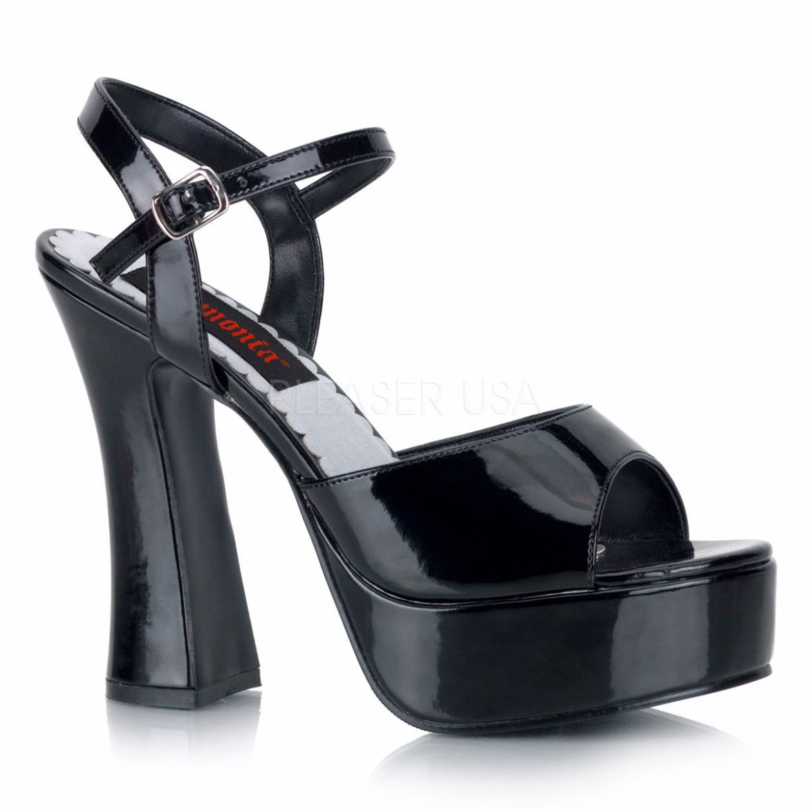 Product image of Demonia Dolly-09 Black Patent , 5 inch (12.7 cm) Heel, 1 1/2 inch (3.8 cm) Platform Sandal Shoes
