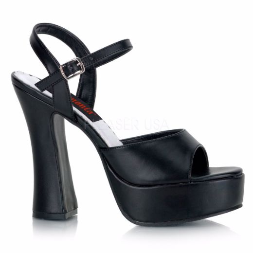Product image of Demonia Dolly-09 Black Vegan Leather, 5 inch (12.7 cm) Heel, 1 1/2 inch (3.8 cm) Platform Sandal Shoes