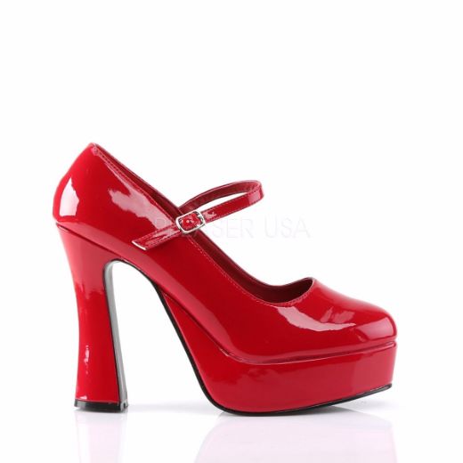 Product image of Demonia Dolly-50 Red Patent, 5 inch (12.7 cm) Heel, 1 1/2 inch (3.8 cm) Platform Court Pump Shoes