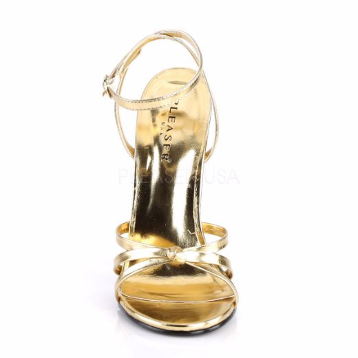 Product image of Devious Domina-108 Gold Metallic Pu, 6 inch (15.2 cm) Heel Sandal Shoes