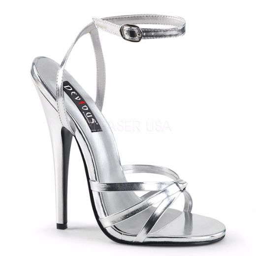 Product image of Devious Domina-108 Silver Metallic Pu, 6 inch (15.2 cm) Heel Sandal Shoes