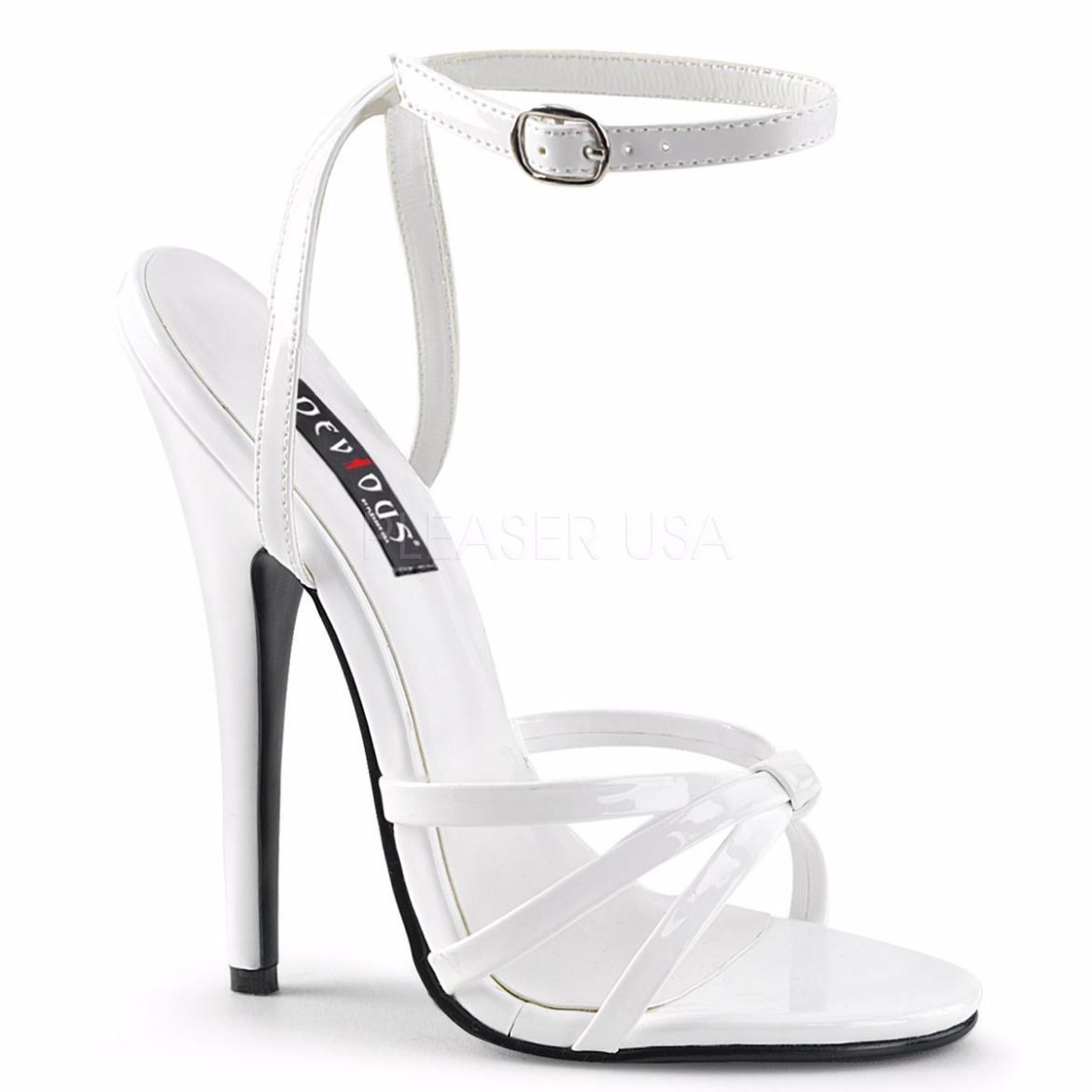 Product image of Devious Domina-108 White Patent, 6 inch (15.2 cm) Heel Sandal Shoes