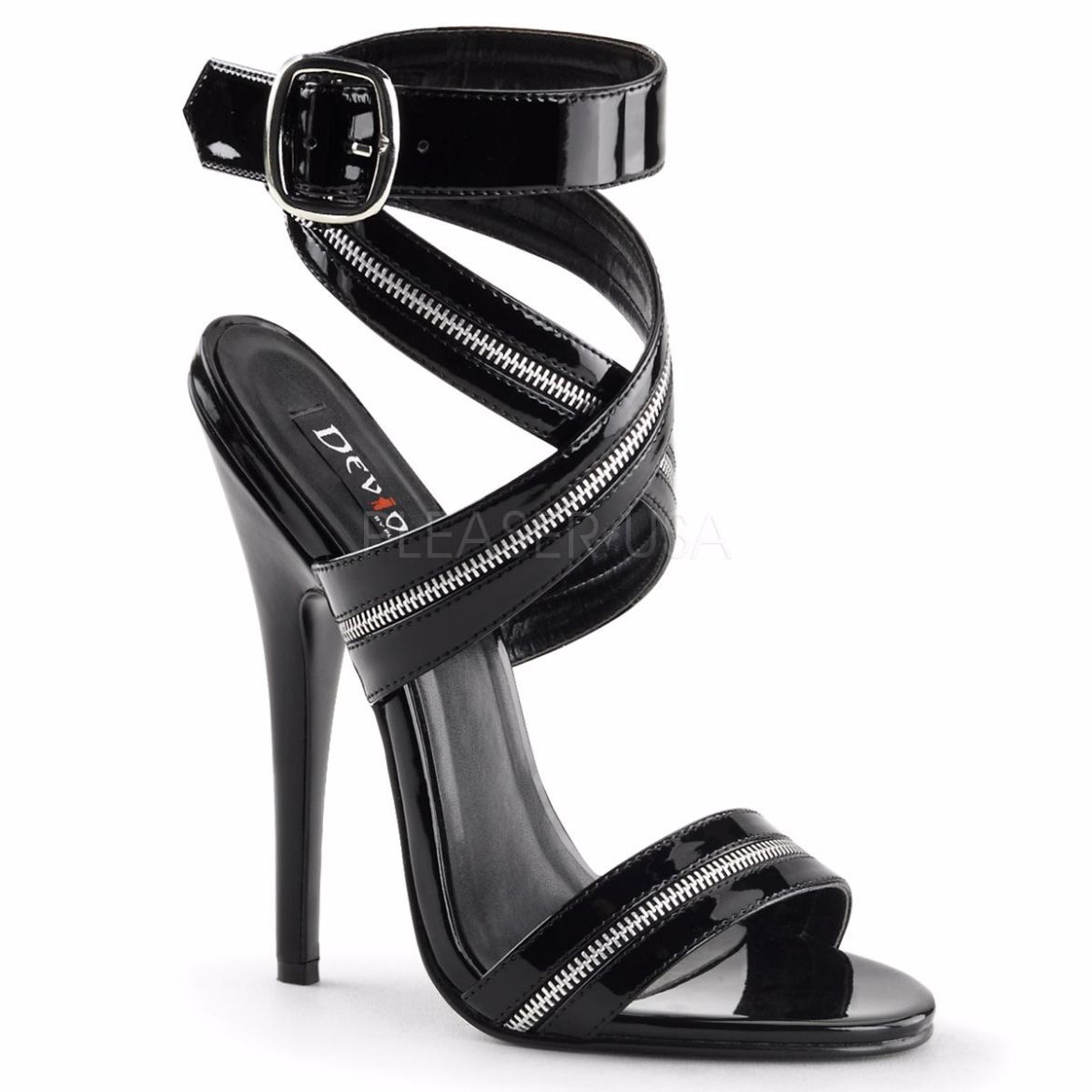 Product image of Devious Domina-119 Black Patent, 6 inch (15.2 cm) Heel Sandal Shoes