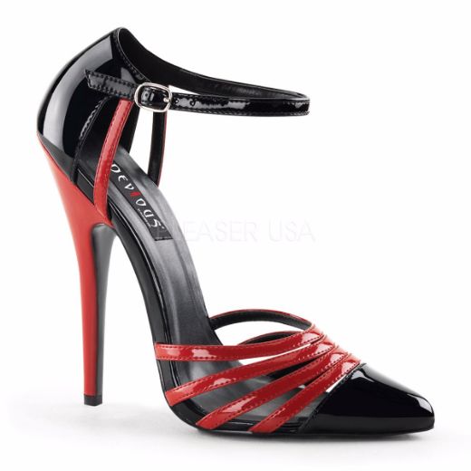 Product image of Devious Domina-412 Black Red  Patent, 6 inch (15.2 cm) Heel Court Pump Shoes
