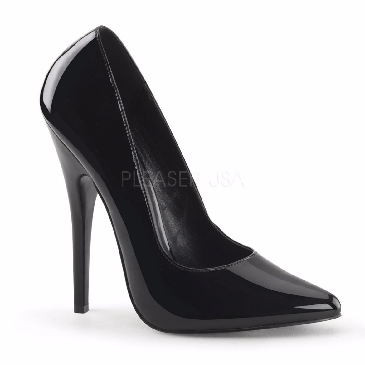 Product image of Devious Domina-420 Black Patent, 6 inch (15.2 cm) Heel Court Pump Shoes