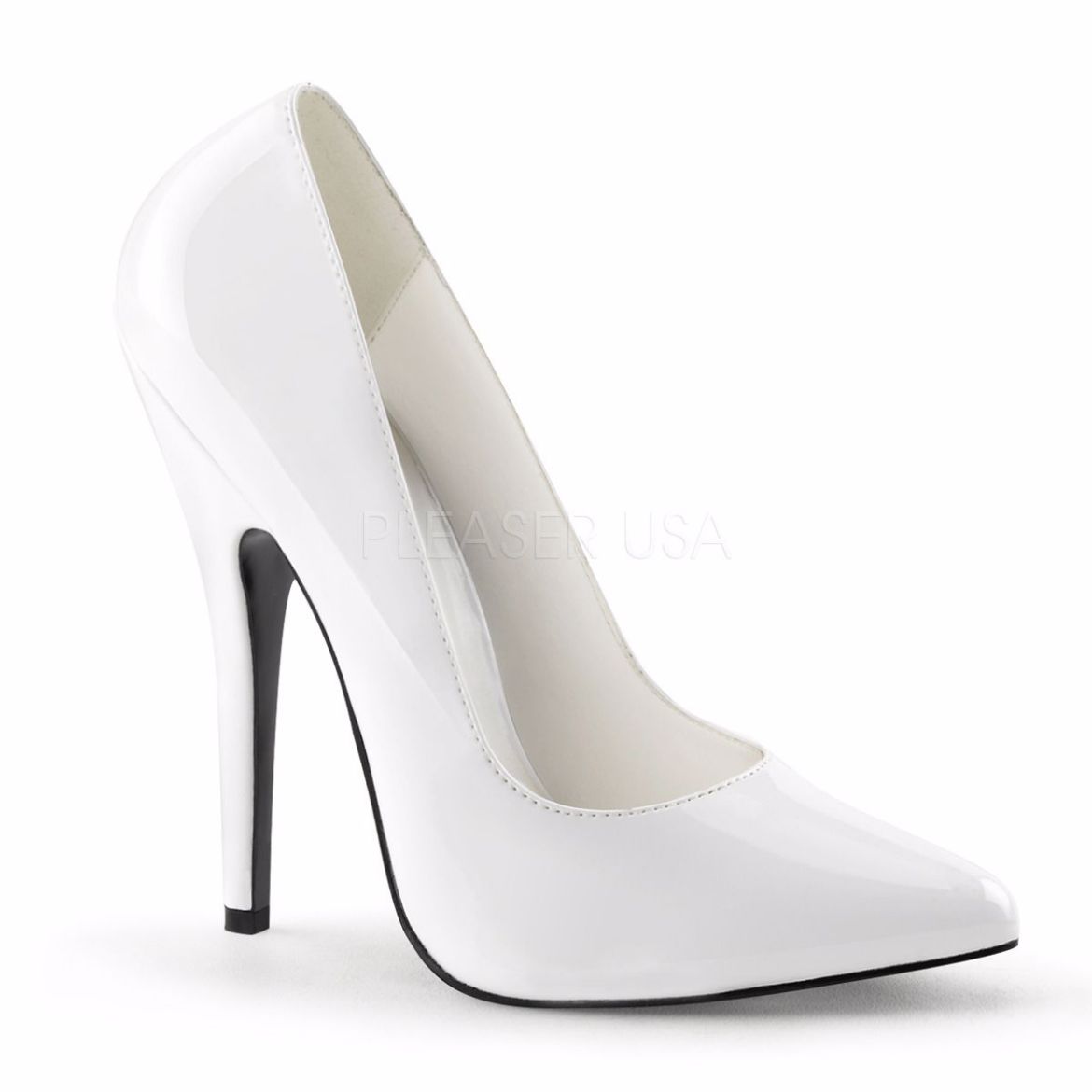 Product image of Devious Domina-420 White Patent, 6 inch (15.2 cm) Heel Court Pump Shoes